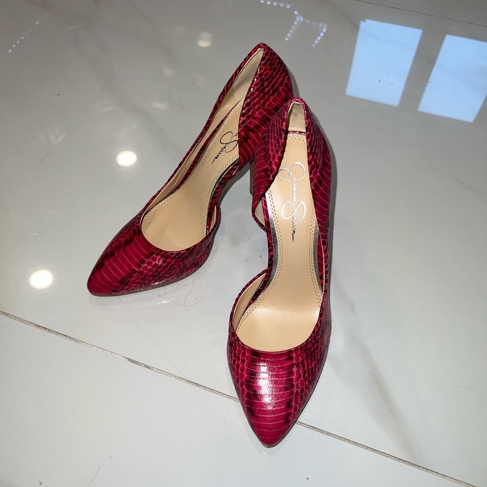 Jessica Simpson Red Snakeskin Heels - Picture 3 of 4